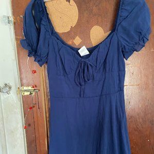 blue short ruffled dress